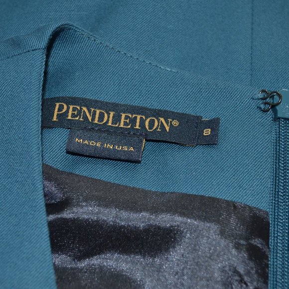 Pendleton 100% Virgin Wool Dress Faux Wrap Style Sleeveless Size 8 - Picture 6 of 12